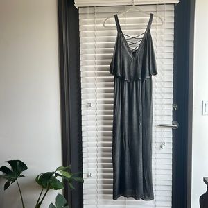 Mustard Seed grey lace up maxi dress